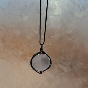 White quartz wrapped pendant